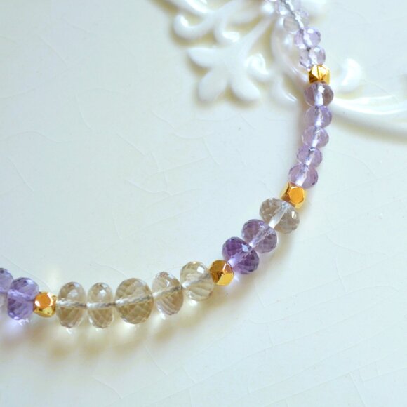 Ametrine Beaded Bracelet with Gold Magnetic Clasp - Hand Made in Canada - Picture 3 of 9